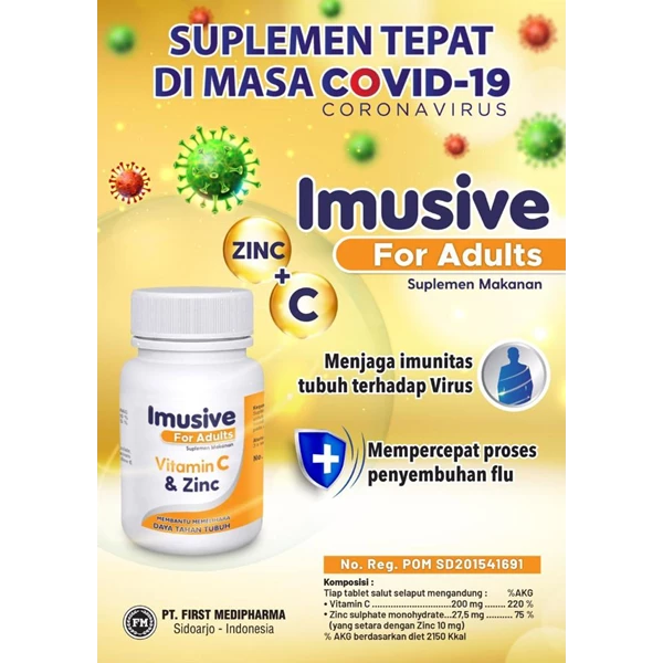 Imusive for Adults suplemen dan vitamin botol isi 60 tablet